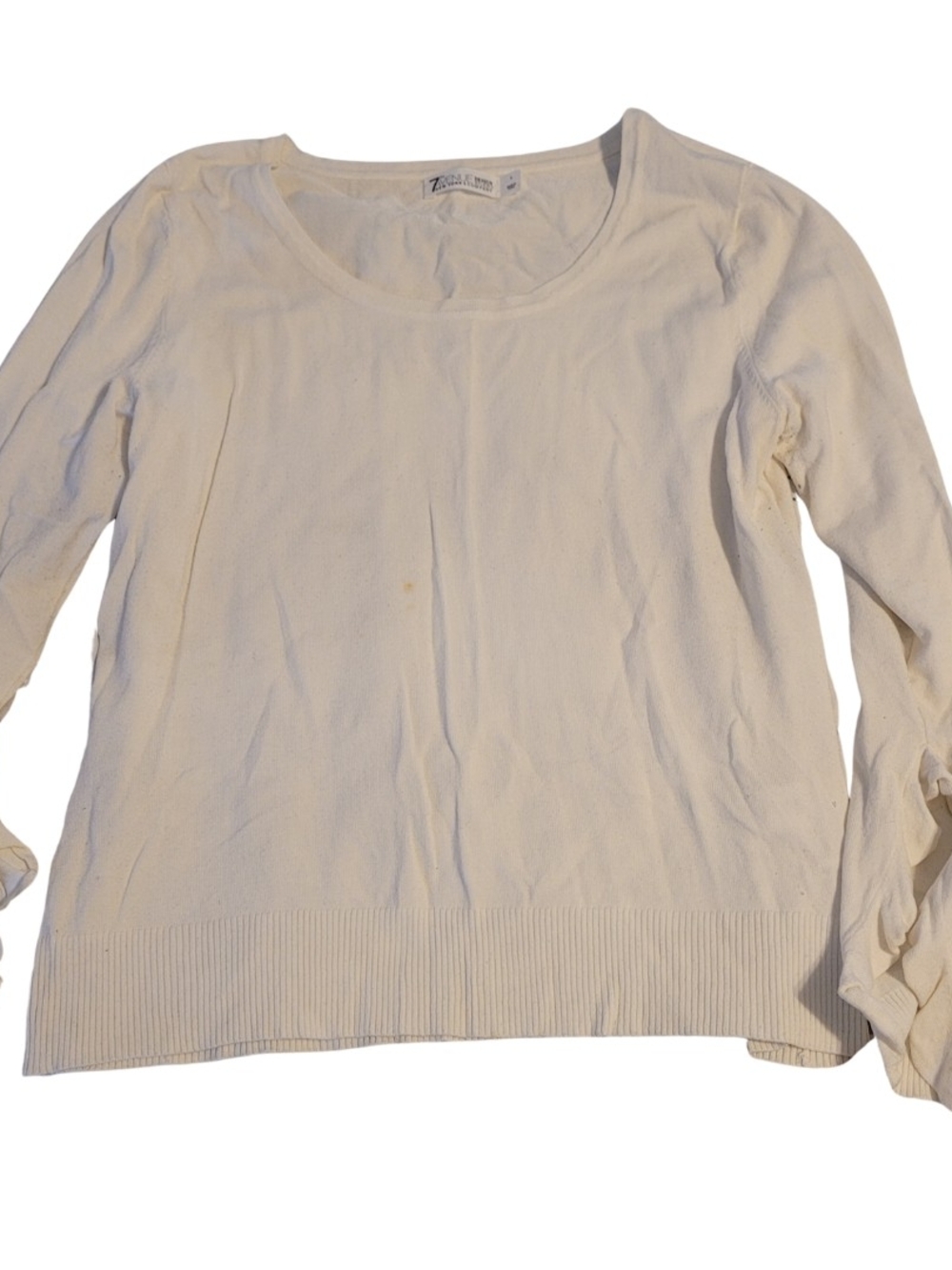 Zadig & Voltaire Cream Long-Sleeve Scoop Neck Top